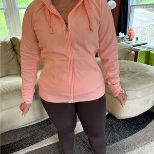 Athleta Orange Long Sleeve Zippered Hoodie